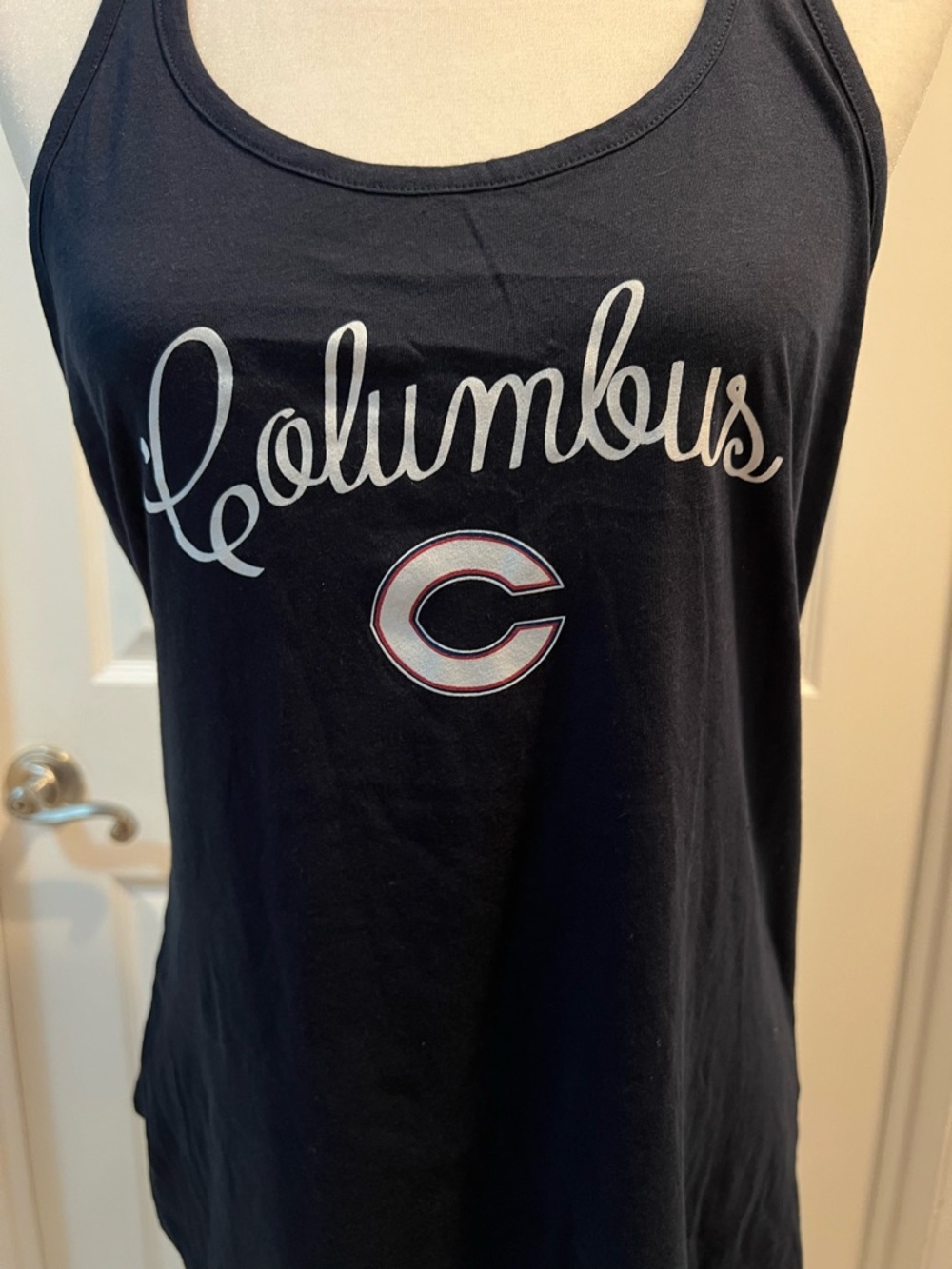 Columbus Script Navy Racerback Tank Top size Large - Picture 2 of 5